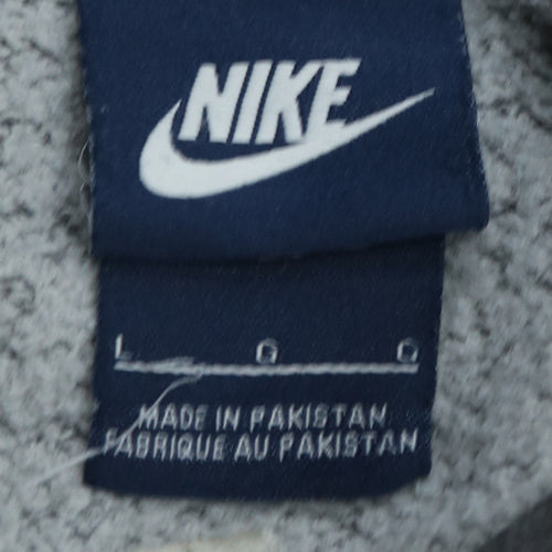 Nike Men's Grey Pullover Hoodie Large Logo Fleece Sweatshirt
