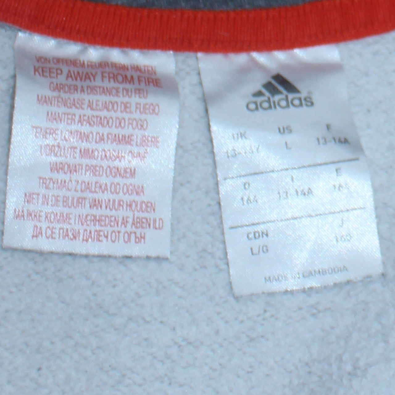 Adidas Boys Grey Full Zip Hoodie 13-14 Years Logo Sportswear