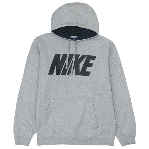 Nike Men's Grey Pullover Hoodie L Sports Logo Fleece