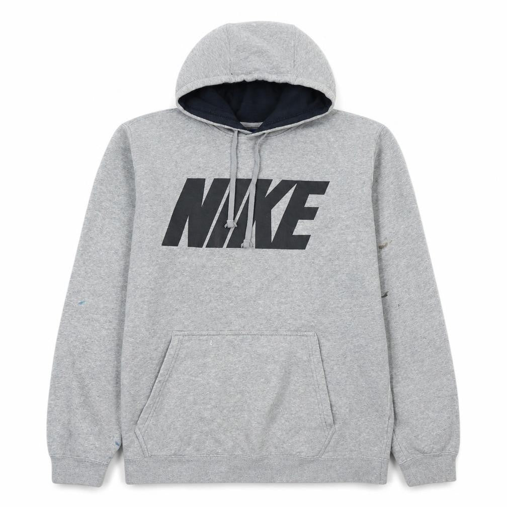 Nike Men's Grey Pullover Hoodie L Sports Logo Fleece
