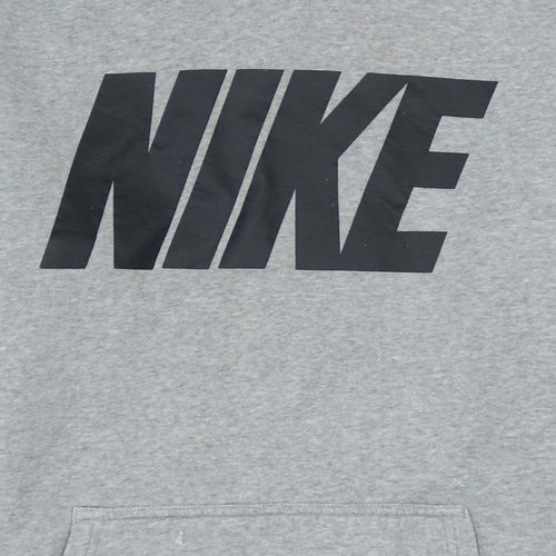 Nike Men's Grey Pullover Hoodie L Sports Logo Fleece