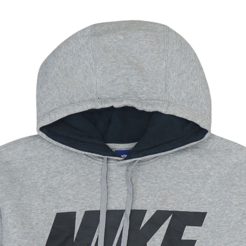 Nike Men's Grey Pullover Hoodie L Sports Logo Fleece