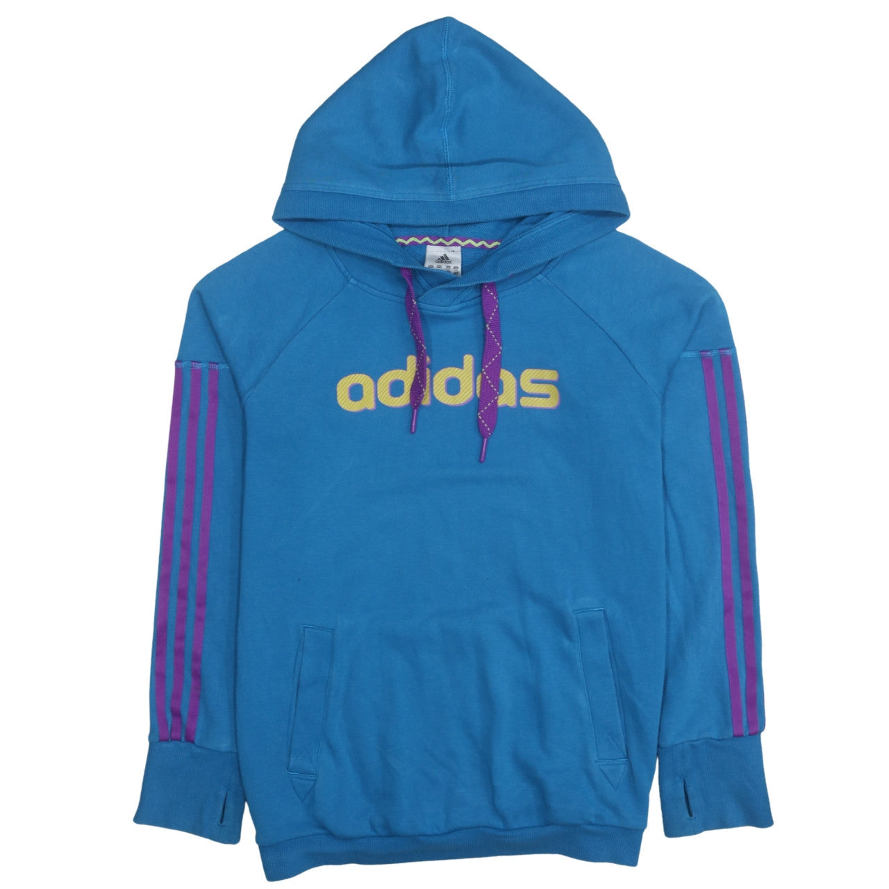 Adidas Women's Blue Pullover Hoodie Large Logo Casual Sweatshirt