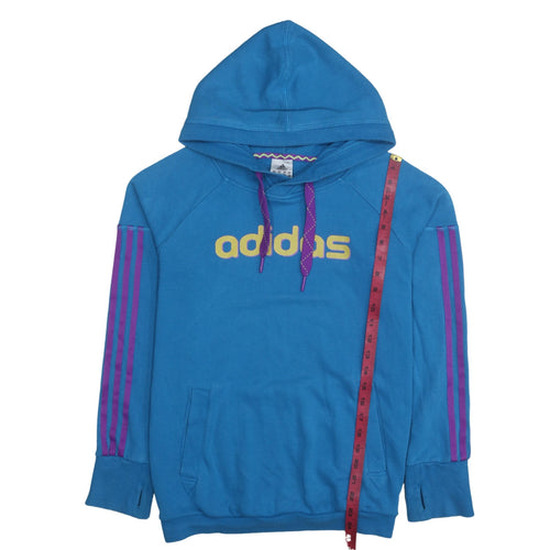 Adidas Women's Blue Pullover Hoodie Large Logo Casual Sweatshirt