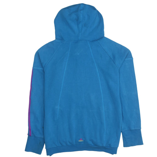 Adidas Women's Blue Pullover Hoodie Large Logo Casual Sweatshirt