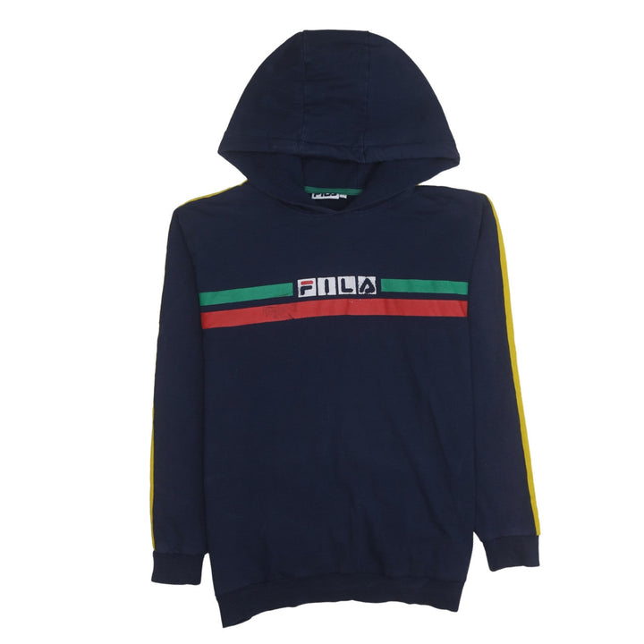 Fila Men's Blue Pullover Hoodie XS Logo Stripe Casual Sweatshirt