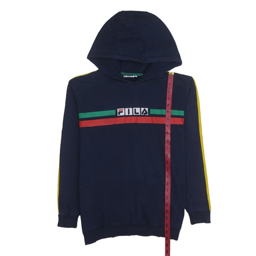Fila Men's Blue Pullover Hoodie XS Logo Stripe Casual Sweatshirt
