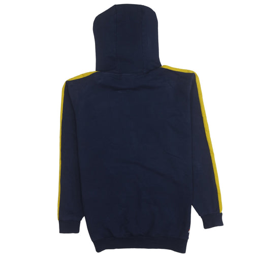 Fila Men's Blue Pullover Hoodie XS Logo Stripe Casual Sweatshirt