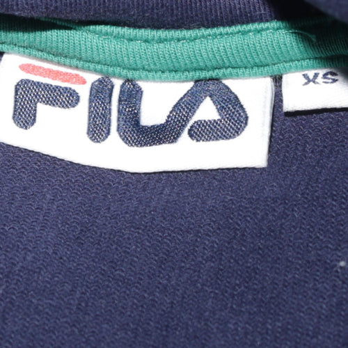 Fila Men's Blue Pullover Hoodie XS Logo Stripe Casual Sweatshirt