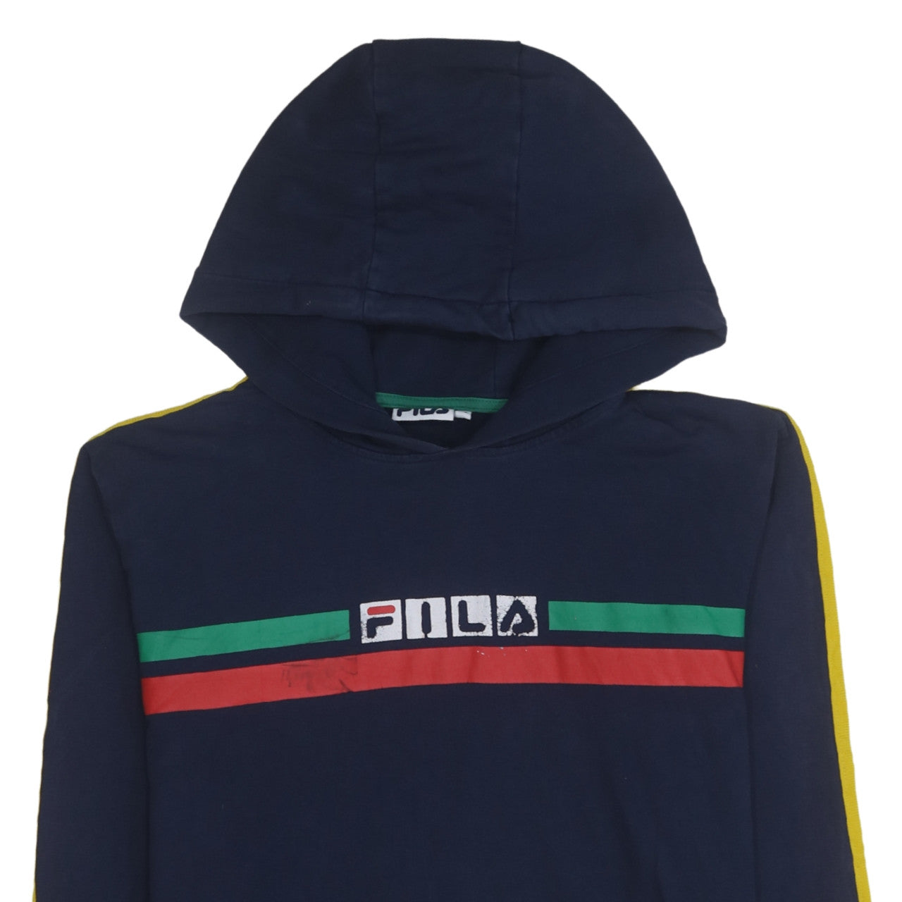 Fila Men's Blue Pullover Hoodie XS Logo Stripe Casual Sweatshirt