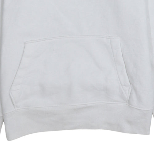 Hollister Men's White Pullover Hoodie M Logo Graphic Fleece Sweatshirt