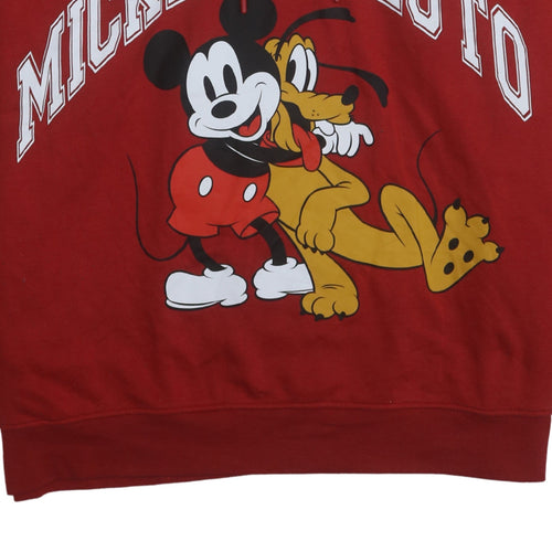 Disney Primark Women Red Mickey & Pluto Hoodie XL