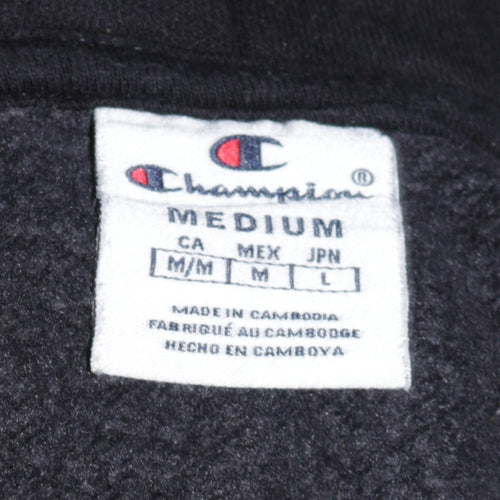 Champion Women's Black Medium Pullover Hoodie with Logo Embroidery
