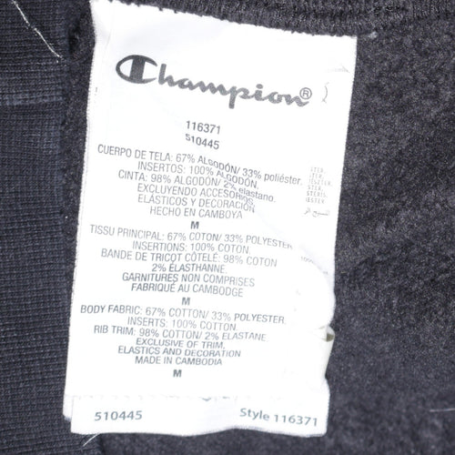 Champion Women's Black Medium Pullover Hoodie with Logo Embroidery