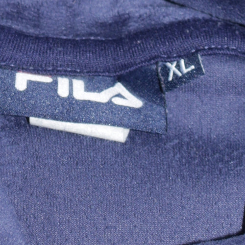 FILA Womens Navy Blue Velour Pullover Hoodie XL Relaxed Fit