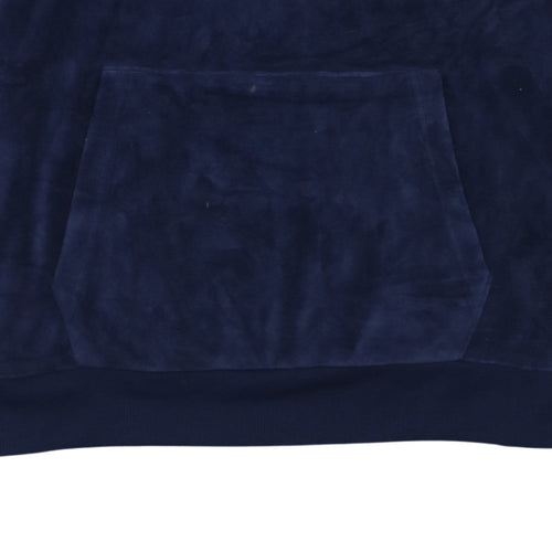 FILA Womens Navy Blue Velour Pullover Hoodie XL Relaxed Fit