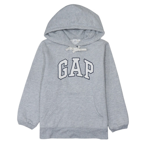 GAP Women Grey Pullover Hoodie M Logo Print Casual Cotton Blend