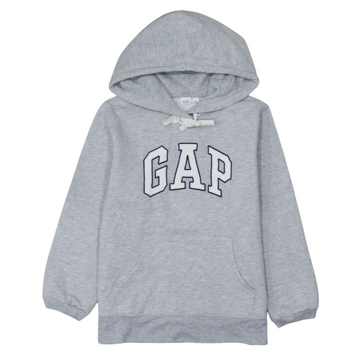 GAP Women Grey Pullover Hoodie M Logo Print Casual Cotton Blend