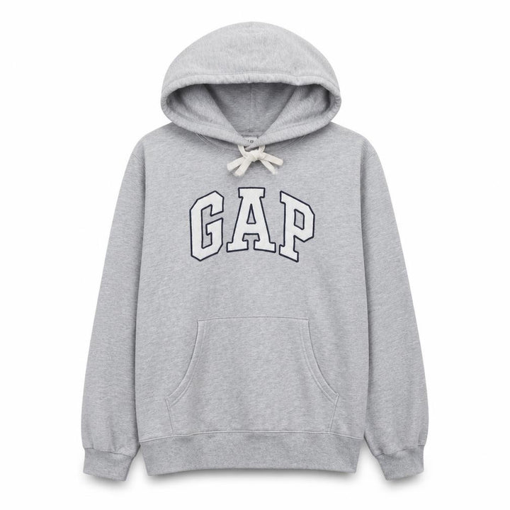Gap Women Grey Pullover Hoodie M Logo Print Casual Cotton Blend