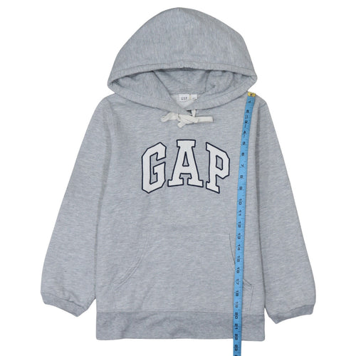 GAP Women Grey Pullover Hoodie M Logo Print Casual Cotton Blend
