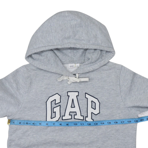 GAP Women Grey Pullover Hoodie M Logo Print Casual Cotton Blend