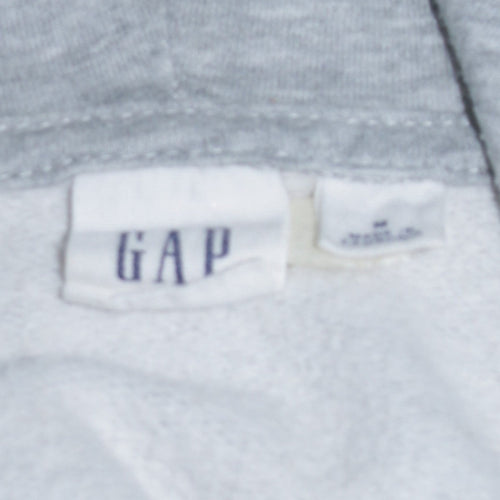GAP Women Grey Pullover Hoodie M Logo Print Casual Cotton Blend
