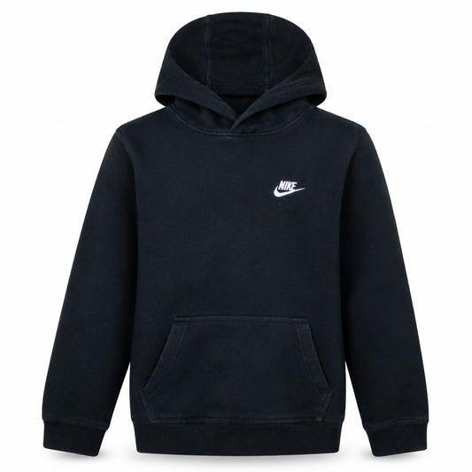 Front view of Nike boys’ black xl pullover hoodie fleece standard fit sweatshirt