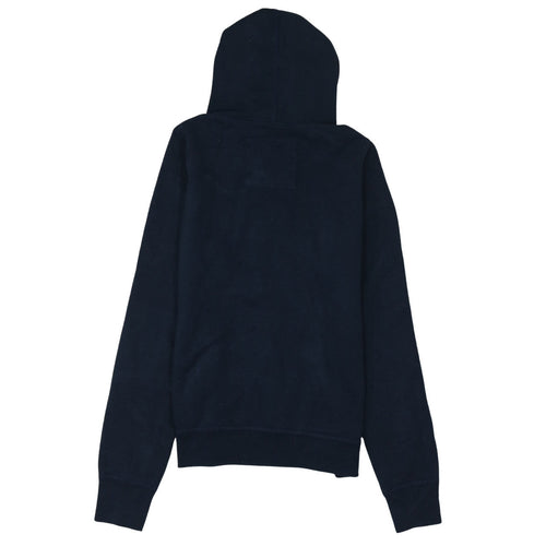 Hollister Womens Navy Blue Pullover Hoodie L Embroidered Surf Tour
