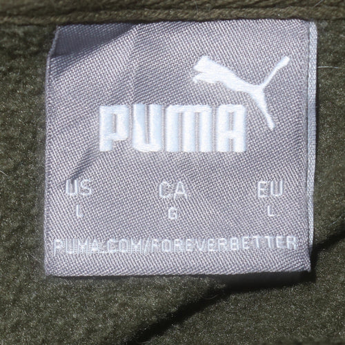 Puma Men's Green Pullover Hoodie Size L Logo Sportswear