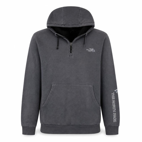 The North Face Men's Grey Regular Fit 1/2 Zip Hoodie Size L