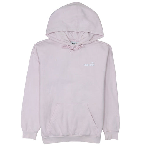 Adidas Women Pink Pullover Hoodie Size 10 Cotton Blend Logo Sweatshirt