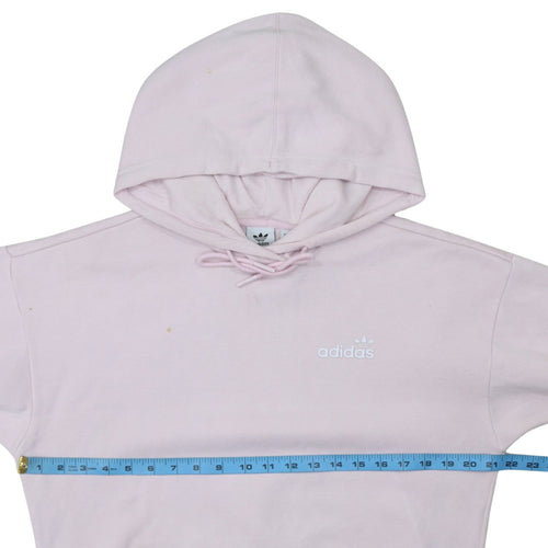 Adidas Women Pink Pullover Hoodie Size 10 Cotton Blend Logo Sweatshirt