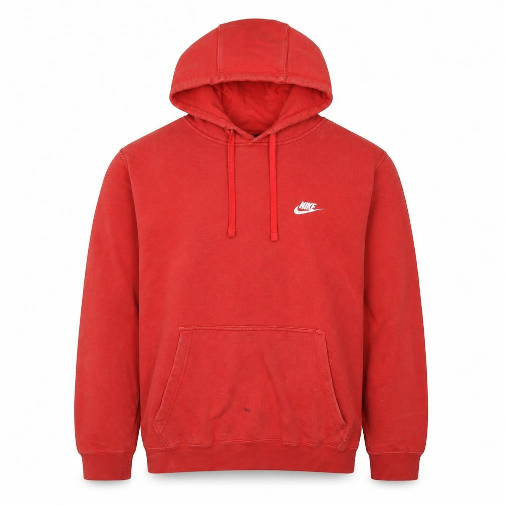 Front view of Nike Men's Red XL Pullover Hoodie with Logo Pocket