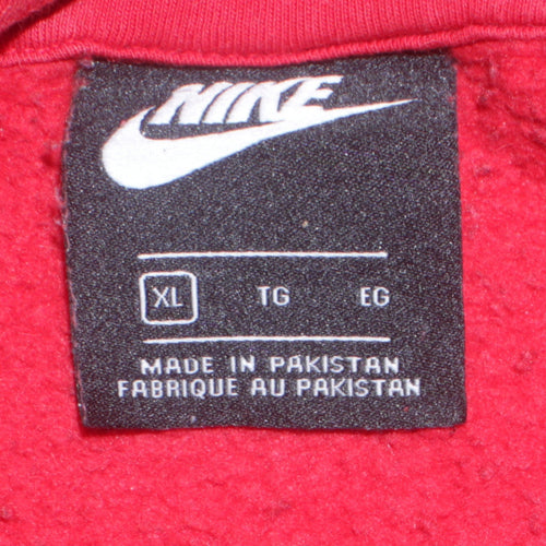 Nike Men's Red XL Pullover Hoodie with Logo Pocket