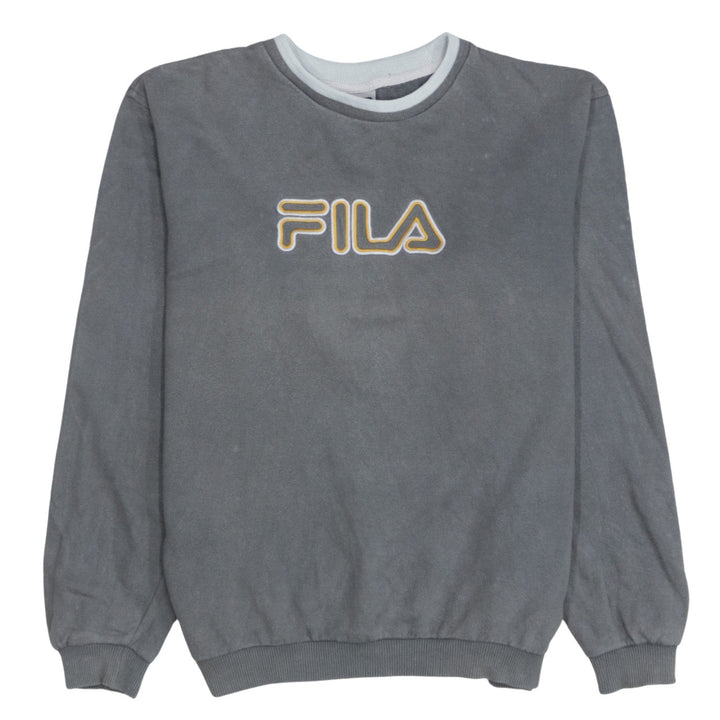 Fila Boys Grey Pullover Sweatshirt Age 14 Logo Crew Neck Fleece Top