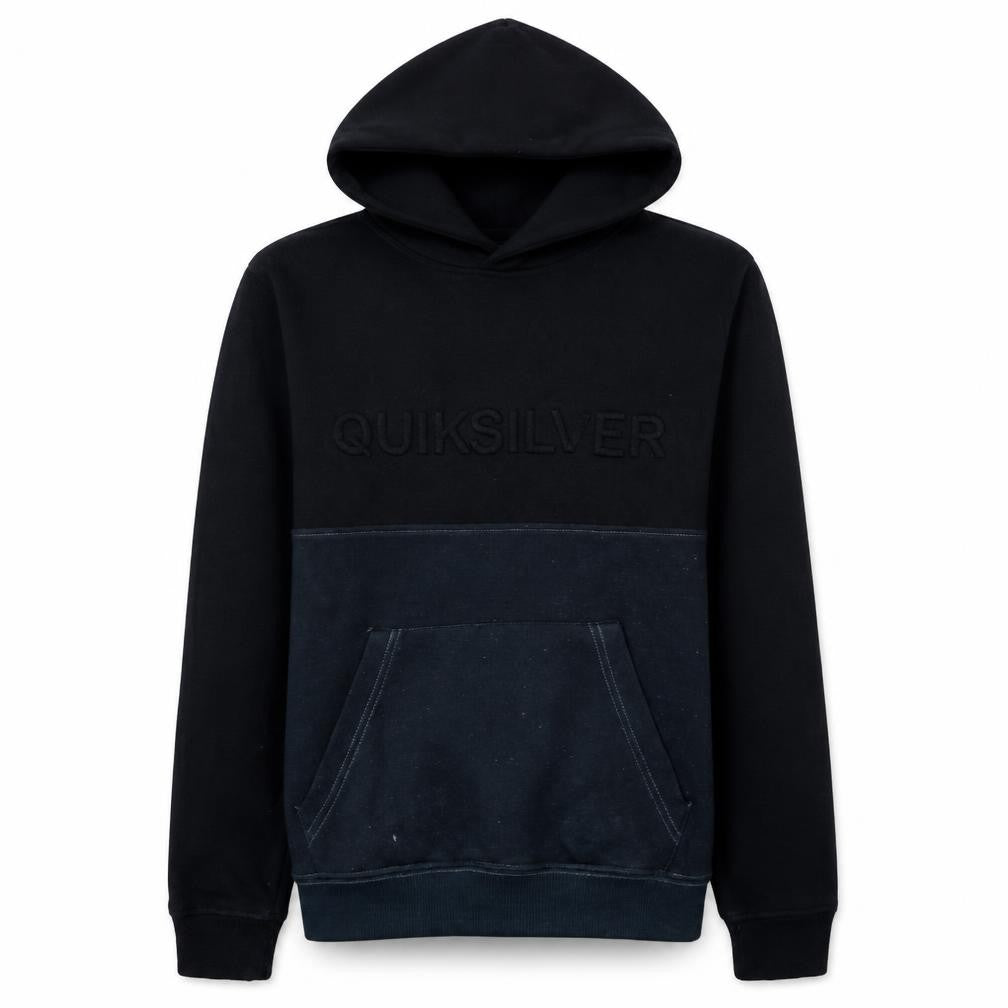 Front view of Quiksilver Women's Black Pullover Hoodie M Medium Cotton Blend Logo