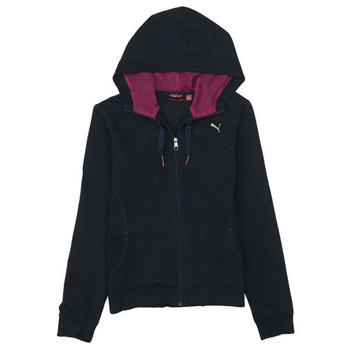 Puma Womens Black Full Zip Hoodie Size 12 Hooded Sweatshirt