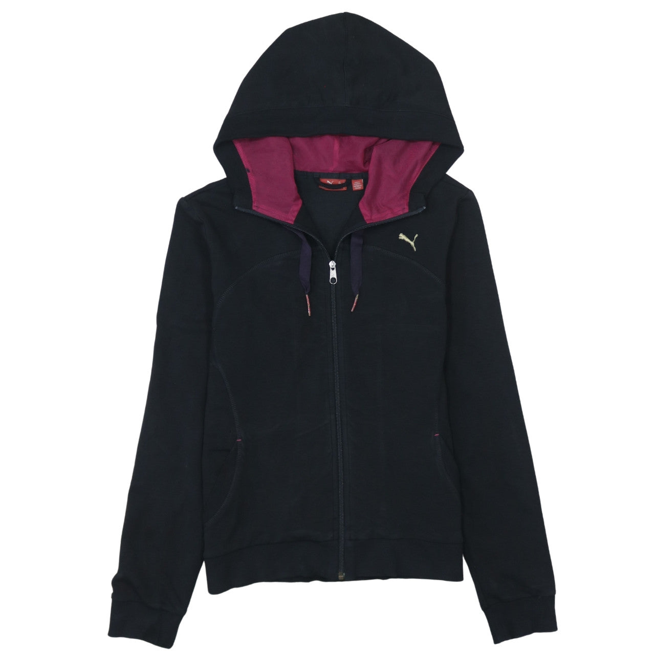 Puma Womens Black Full Zip Hoodie Size 12 Hooded Sweatshirt
