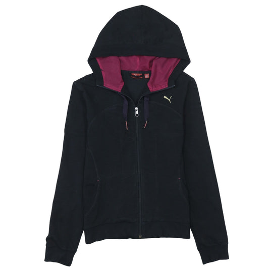 Puma Womens Black Full Zip Hoodie Size 12 Hooded Sweatshirt