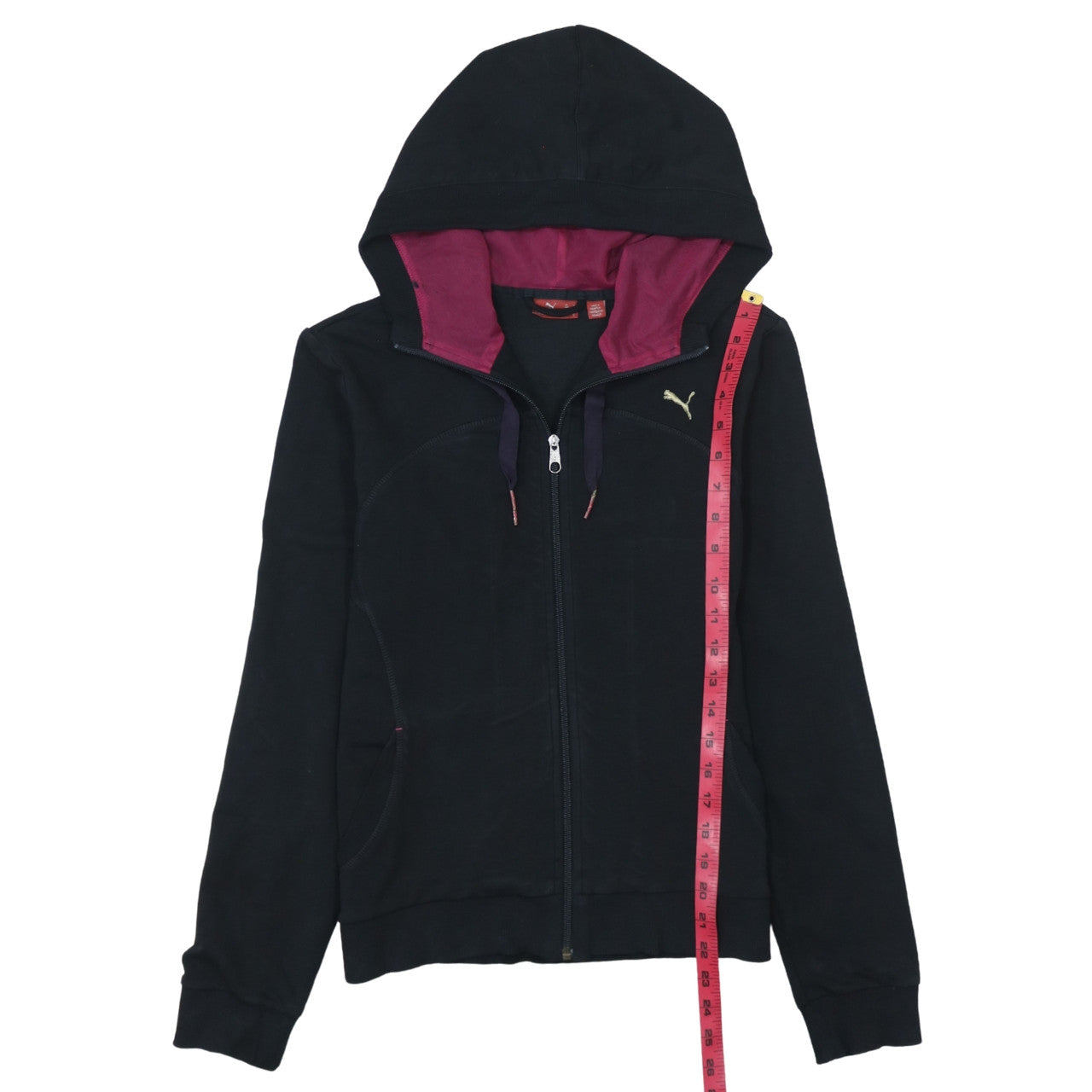 Puma Womens Black Full Zip Hoodie Size 12 Hooded Sweatshirt