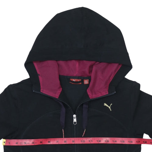 Puma Womens Black Full Zip Hoodie Size 12 Hooded Sweatshirt