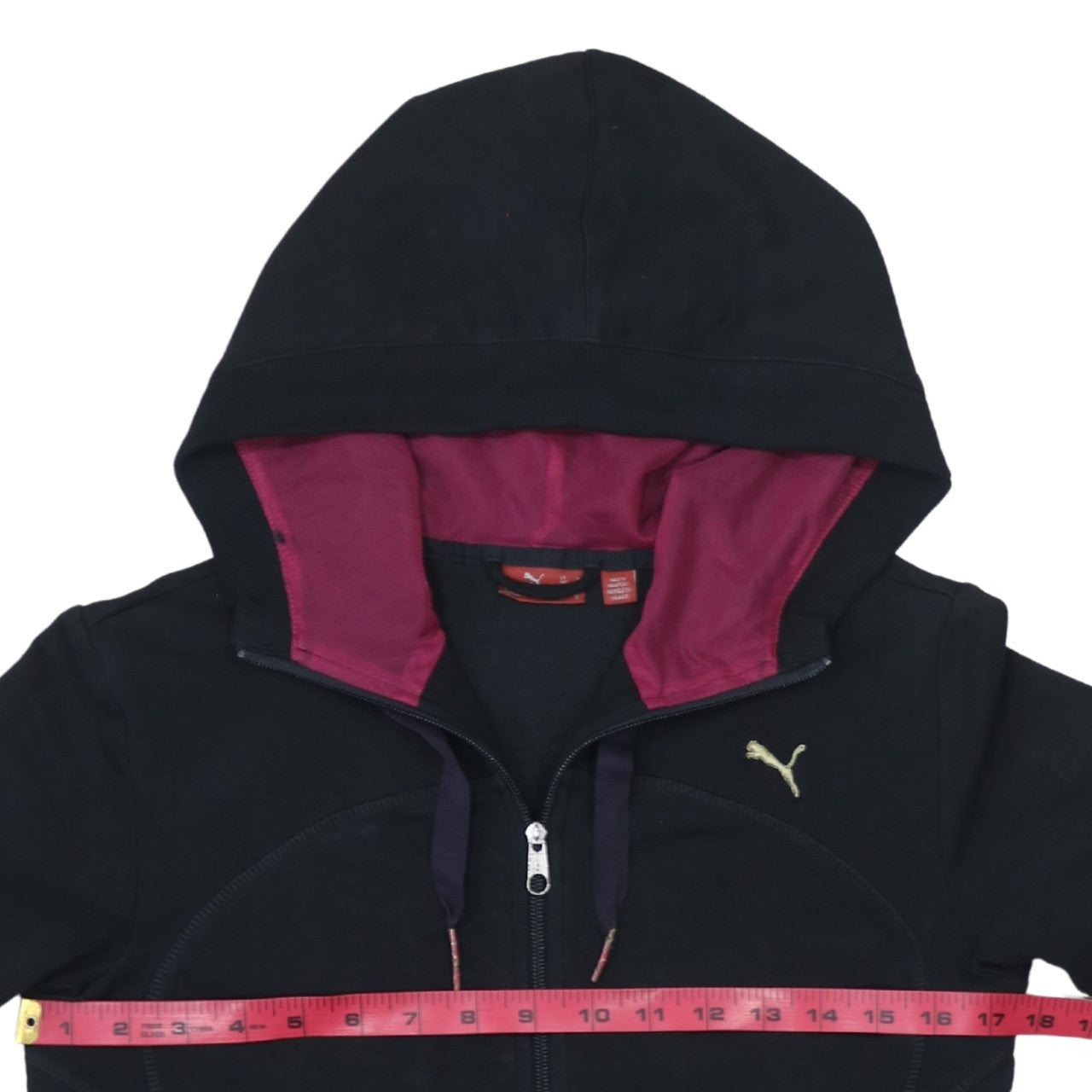 Puma Womens Black Full Zip Hoodie Size 12 Hooded Sweatshirt