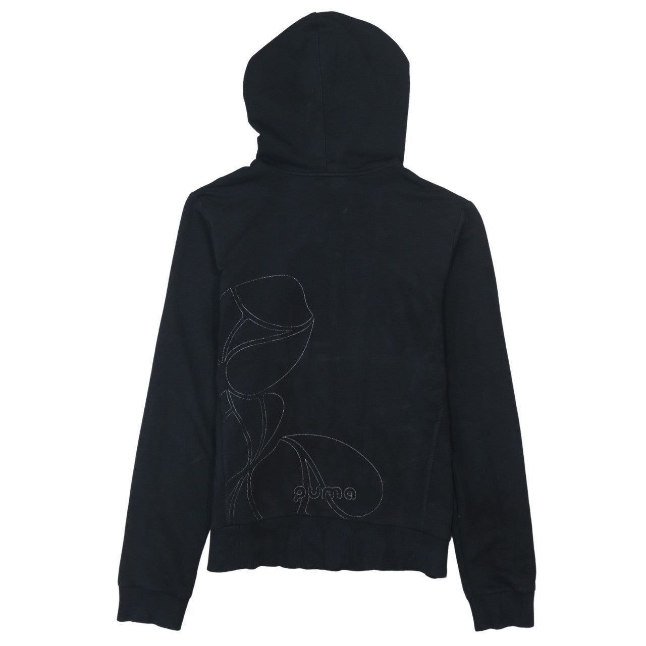 Puma Womens Black Full Zip Hoodie Size 12 Hooded Sweatshirt