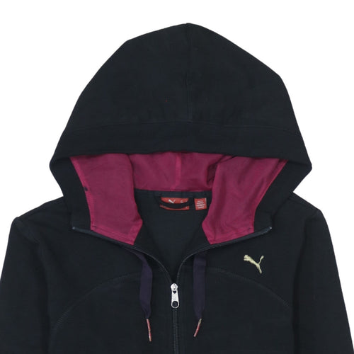 Puma Womens Black Full Zip Hoodie Size 12 Hooded Sweatshirt