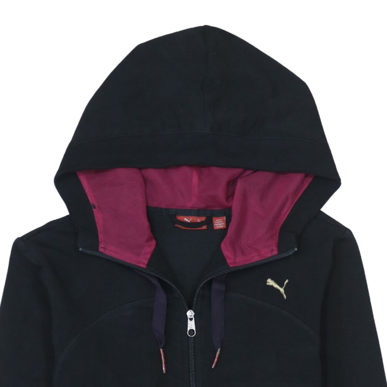 Puma Womens Black Full Zip Hoodie Size 12 Hooded Sweatshirt