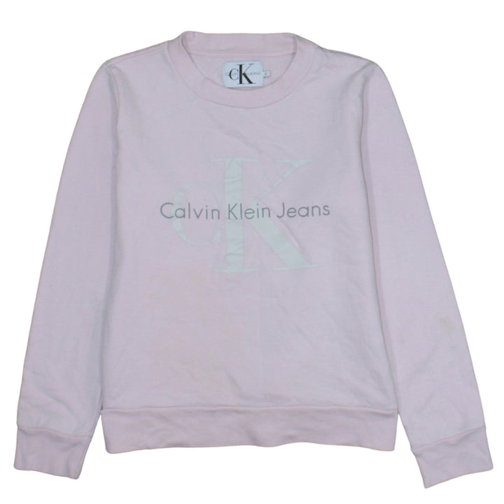 Calvin Klein Jeans Women’s Pink Logo Pullover Sweatshirt M