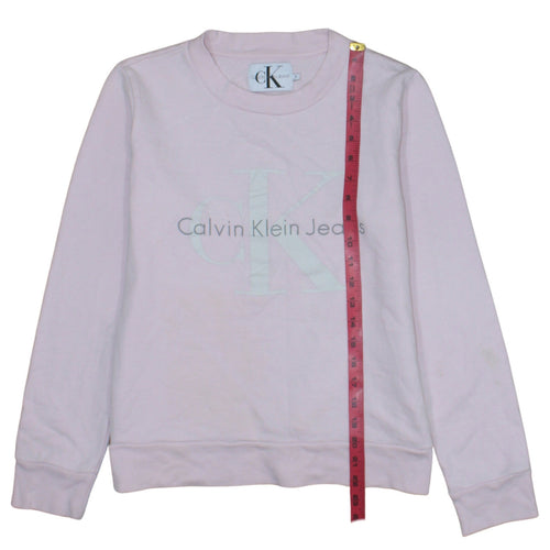 Calvin Klein Jeans Women’s Pink Logo Pullover Sweatshirt M