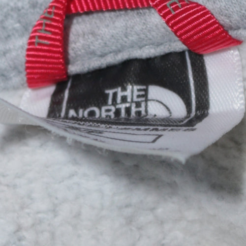 The North Face Women Grey Pullover Hoodie Size M Logo Print Cotton Blend