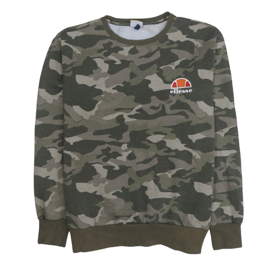 Ellesse Men's Green Camouflage Crew Neck Sweatshirt XL