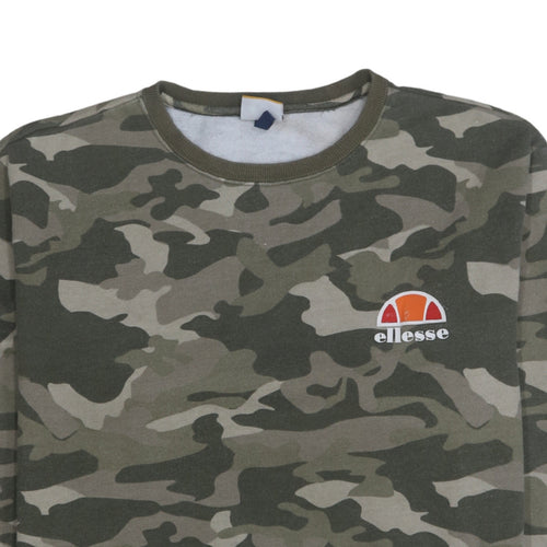 Ellesse Men's Green Camouflage Crew Neck Sweatshirt XL
